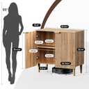 Sideboard Buffet Storage Cabinet - Wood Cabinets with Adjustable Shelves Fluted Doors, Anti-Tip Console Table for Kitchen Dining Living Room or Entryway Hallway, Easy Assembly, Natural, 15"Dx31.5"Wx31.1"H