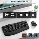 Wireless Keyboard and Mouse Combo, 2.4G Full Size Wave Keys Ergonomic Keyboard with Wrist Rest and 3-Level DPI Adjustable Wireless Ergonomic Mouse for Windows, Mac OS Desktop/Laptop/PC(Black)