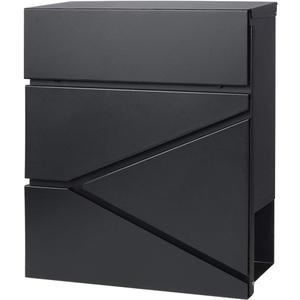 Lockable Mailboxes with Keys,Outdoor Wall Mounted Mail Box with Large Capacity,14 3/10" x 4 1/10" x 13",Black