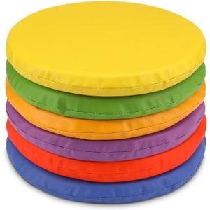Boao 6 Pcs 12 Inch Floor Cushions for Classroom Flexible Seating Round Floor Cushions Soft Colorful Seat Pillow Suit for Kindergarten Elementary Preschool Yoga Seats Chair Furniture Accessories, Red, Orange, Yellow, Green, Blue, Purple