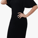 Aphratti Women's Short Sleeve Work Sheath Midi Dress Elegant Fitted Cocktail Party Church Funeral Outfit (L)