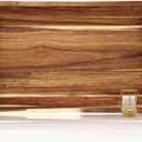 Teenyyou 24 x 16 Inches Large Ottoman Tray Wood Curved Serving Tray with Handles Rectangle Curved Classic Wooden Decorative Serving Platters for Tea Kitchen Food Beverage Fruit Snack