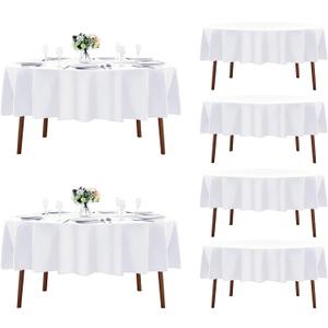 Fokitut 6 Pack Round Tablecloth, 70 Inch, Stain Resistant and Wrinkle Polyester Table Cloth, Fabric Table Cover for Kitchen Dining, Wedding, Party, Holiday Dinner-White