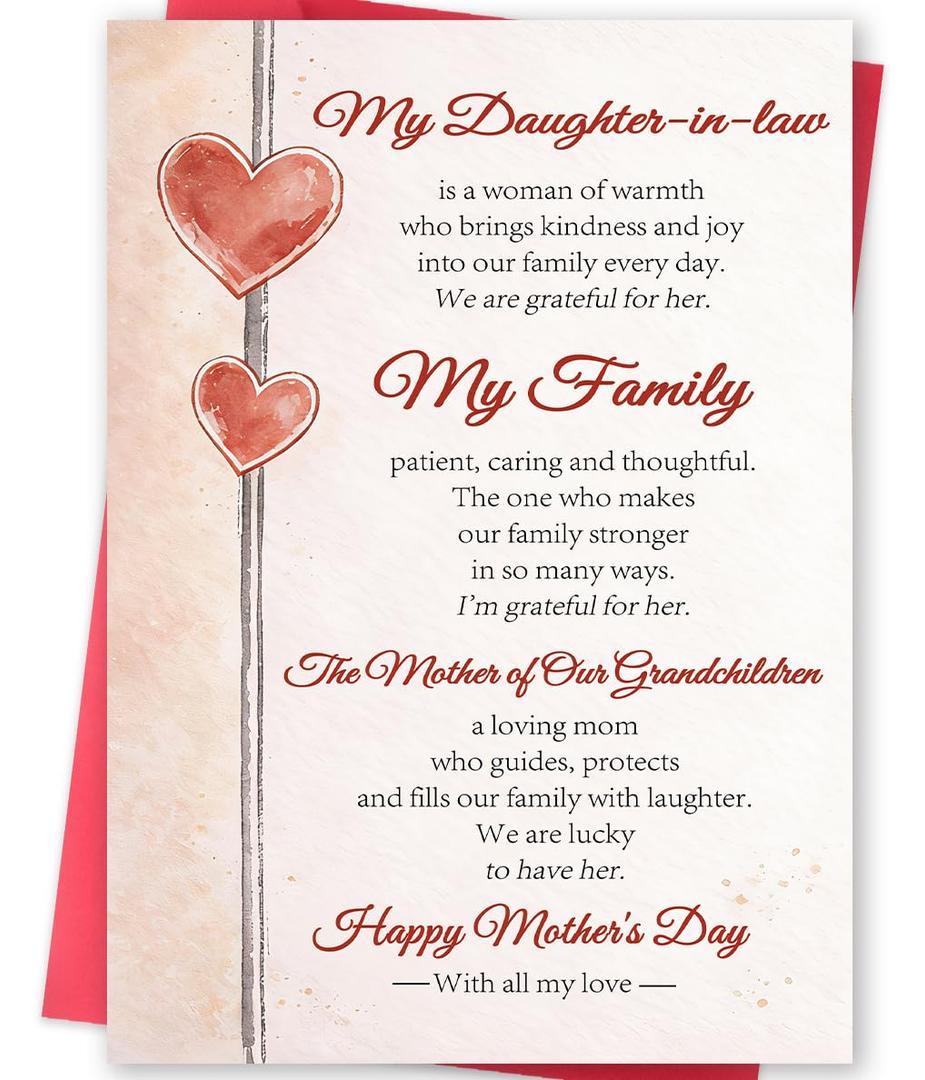 2 x MOROLURU Mother's Day Card for Daughter-in-Law, Mother's Day Card Gift for Daughter in Law, Heartfelt Greeting Card for the Mother of Our Grandchildren