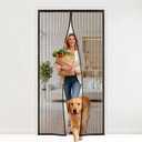 Magnetic Screen Door 34x76 Inch, Heavy Duty Door Screen Mesh with Magnetic Closure, Easy Install Hands-Free Screen for Sliding & Front Door, Pet & Kid Friendly, Keep Bugs Out (Fit Door Size W34" x H76")