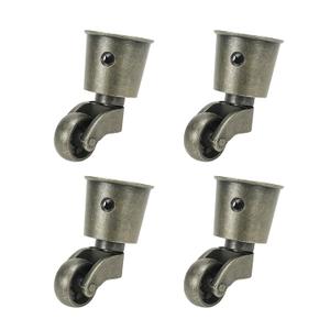 Semetall 4Pack Metal Vintage Swivel Round Cup Caster 2.6x1.5 Inch Swivel Wheel Caster for Furniture Chair Table(Bronze)