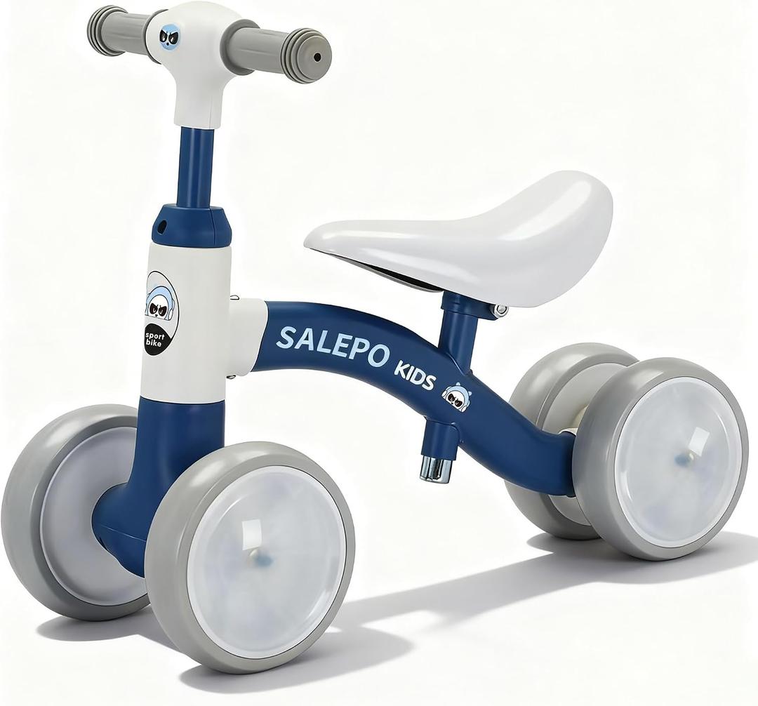 Baby Balance Bike Toy for for 12-36 Months, Toddler Balance Bike with Adjustable Seat, Handle &4 Silence Wheels No Pedal, Pre-School First Ride for Boy Girl First Birthday Gift