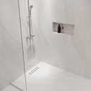 DLONE Linear Shower Drain | 18" AISI 304 Stainless Steel Shower Drain, Brushed Nickel Linear Drain with Tile Insert Panel & Adjustable Feet, Long Rectangle Shower Floor Drain in Bathroom, Balcony etc