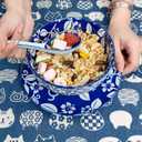 Japanese Ceramic Bowls Set of 6, 28 Oz Large Asian Porcalain Ramen Soup Salad Cereal Noodle Bowl with 6 Spoons, Deep Bowl for Kitchen Decor and Housewarming Gift, Dishwasher & Microwave Safe