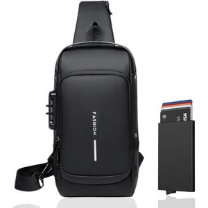 Crossbody Sling Bag with RFID Card Holder, Anti Theft Waterproof Chest Bag for Men and Women, Compact Travel Phone Bag
