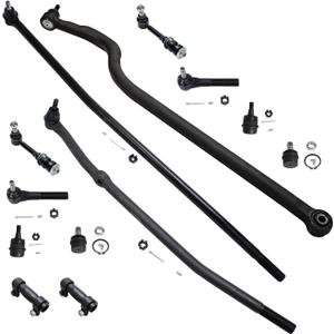 Detroit Axle - 4WD Front 13pc Suspension Kit for 1998-1999 Dodge Ram 1500 2500, 4 Tie Rods 4 Ball Joints 2 Sway Bars 2 Adjusting Sleeves 1 Track Bar Replacement