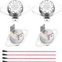 Uxcell 2 Pcs KSD301 Thermostat 170C/338F 30A Normally Closed N.C Adjust Snap Disc Temperature Switch with Terminal Wire for Microwaves,Oven,Coffee Maker,Ceramic Material