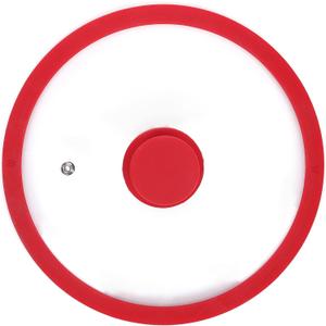 Silicon Glass Lid for Pot,Pan,Skillet Fits 11"(28CM) Cookware Silicon lid Dishwasher Safe, Replacement Lid Vented Tempered Glass with Heat Resistant Silicone Rim By HR Huare Technology, Red,1 Pack