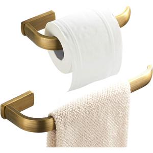 Flybath 2pc Bathroom Accessories Set - Towel Ring and Toilet Paper Holder Antique Brass Wall Mounted, Brushed Bronze