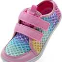 WateLves Wide Toddler Water Shoes Kids Barefoot Beach Swim Aqua Shoes Boys Girls Breathable Mesh Walking Hook and Loop Sneakers (Pink)