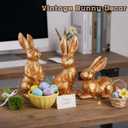 2 x Easter Bunny Decorations, 3 PCS Resin Gold Bunny Figurines Vintage Rabbit for Easter Decor Small Decorative Rabbit Statues for Home Decor, Spring Tabletop Centerpiece(Rose Gold 3pcs)