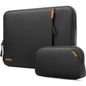 tomtoc 360 Protective Laptop Sleeve Set for 14-inch New MacBook Pro M4/M3/M2/M1 Pro/Max A3112 A3401 A3185 A2992 A2918 A2779 2024-2021, Water-Resistant MacBook Case Bag with Organized Accessory Pouch (Black)