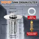 2 x Bathroom Sink Drain Strainer, Stainless Steel Pop-up Strainer Basket Hair Catcher with Removable Basket, Brass Bullet Core, Universal Fit 1.1-2.36 Inch (1PCS)