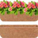 Y&M 2Pcs 24" Trough Coco Fiber Replacement Liner, Pre-Formed Window Deck Coco Liner, Natural Coconut Planter for Wall Hanging Basket, Window Box, Fence, Railing