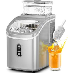Electactic Ice Maker Countertop,Portable Ice Maker Machine with 1.5L Detachable Water Tank, 16Pcs/13Mins, 33lbs/Day, 24H Timer, Self-Cleaning Small Ice Cube Maker, Ice Machine Maker for Party (Grey)