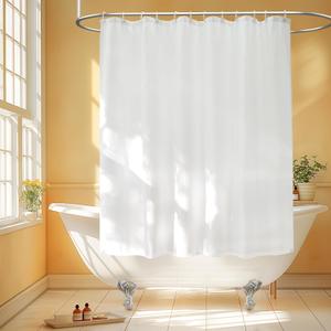 Seenus Waterproof Fabric Short Shower Curtain Liner with 3 Large Magnets, 72 x 66 inch Washable Cloth Shower Liner Neutral White, 66'' Length Bathroom Lightweight Shower Curtain