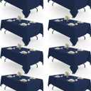 Pureegg Rectangle Table Cloth 60" x 84"  8 Packs, Durable Polyester Tablecloth Offers Reusable & Washable Protection, Ideal for Outdoor Party, Picnic, Wedding, Banquet and Birthday, Navy Blue