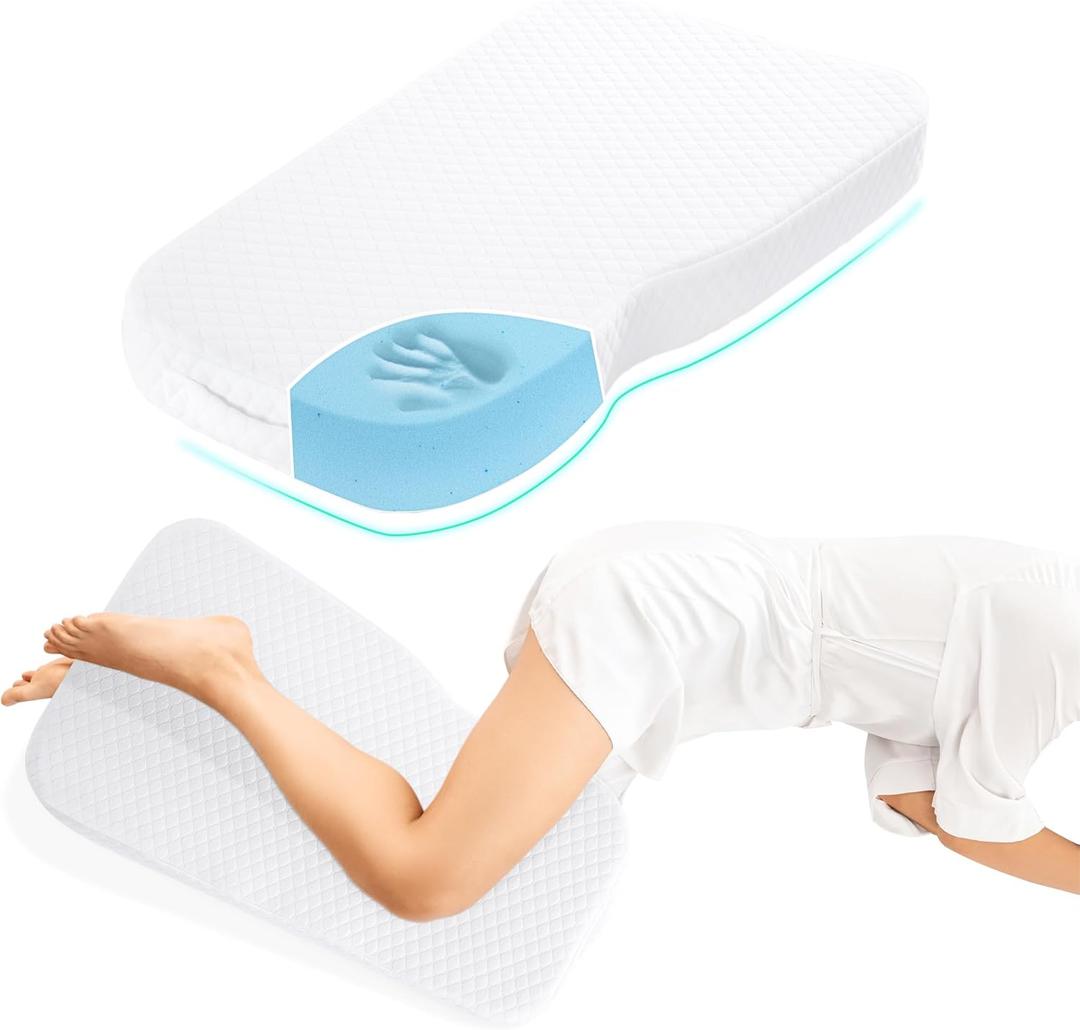 HOMBYS Memory Foam Knee Pillow for Side Sleepers, Leg Pillow for Knee, Separates The Knees for Body Alignment-Between Leg Pillow for Lower Back Pain Relief and Pregnancy Support -(18"x30"x4", White)
