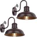 2-Pack Dusk to Dawn Outdoor Wall Sconces, Farmhouse Outside Lighting Gooseneck Barn Lights, Oil Rubbed Bronze Exterior Wall Lights, Anti-Rust Waterproof Outdoor Light for House Porch Garage Entryway (10.5 inch)