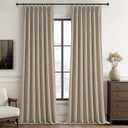 Black Out 96 Inch Long Boho Curtains 2 Panel Set, Farmhouse Curtains for Living Room Darkening/Thermal/Noise Reduction Textured Flax Linen Pinch Pleated Drapes 8ft Hook&Ring Included GreyBeige 40"x96"