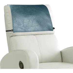 Headrest Cover for Recliner Chair Recliner Headrest Protector Faux Leather Headrest Cover with Elastic Straps Couch Headrest Covers for Furniture Sofa Protector 17 x 27In(Ocean Blue)