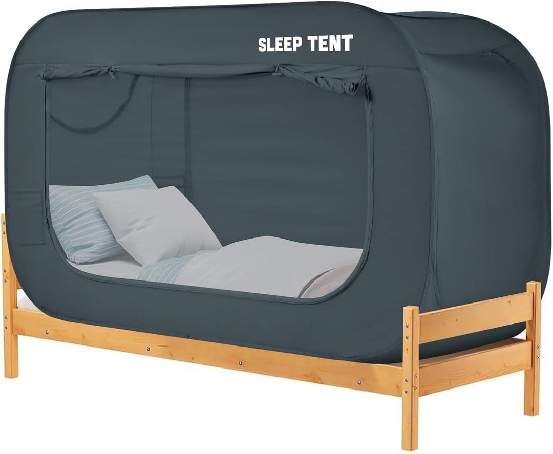 Bed Canopy Bed Tent Dream Tents Privacy Twin Size Sleeping Tents Indoor Pop Up Portable Frame Curtain Breathable with Mosquito Mesh Window for Kids and Adult(Mattress Not Included) Dark Blue