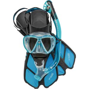 Cressi Bonete Pro Dry Set Mask+Snokel+Fins Sets, Translucent Aquamarine, S/M