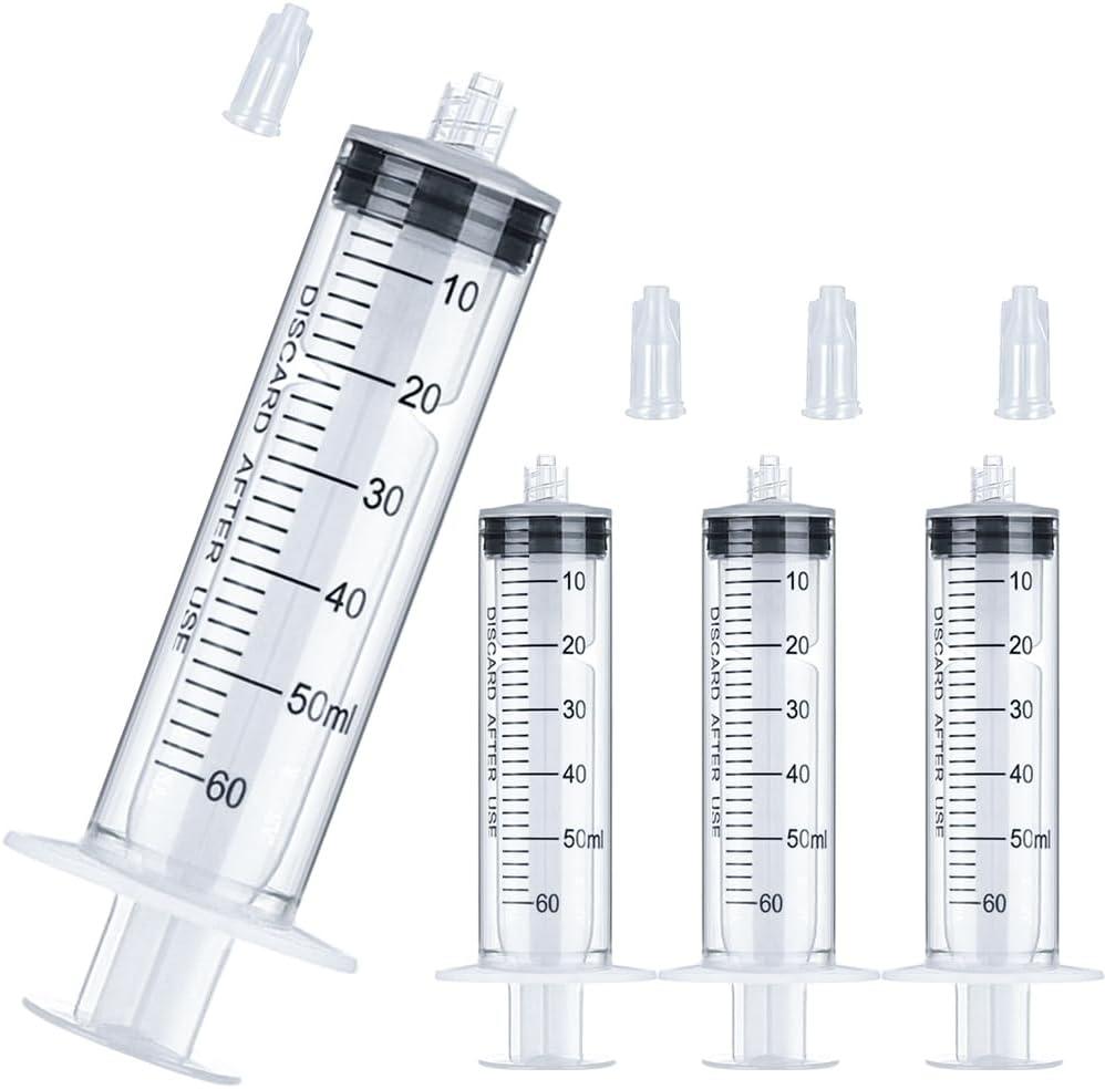 60mL Luer Lock Syringe 12Pack Large Plastic Sterile Syringes without Needle, for Liquid, Oral, Measurement, Dispensing, with Cap 50mL/60cc