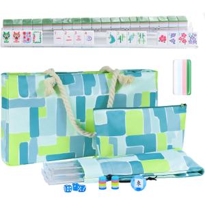 American Mahjong Set(4 Layer), 160 Engraved Acrylic Tiles with 4 Racks, Mahjong Bag and Accessories, Mahjong Tile Set for Beginners, Large Bag