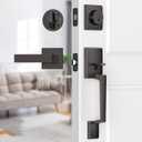 goldenwarm Front Door Lock Set, Black Front Door Handle and Deadbolt Set, Single Cylinder Front Door Entry Lock, Exterior Door Lock Set, Front Door Handles and Locks