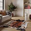 NativeSkins Faux Cowhide Rug 6'3" x 8'2" Brown Cow Print Area Rug for Living Room & Bedroom Non-Shedding, Flat-Lay, Pet-Friendly Faux Suede Grip Backing Vegan Western Farmhouse Decor