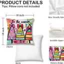 Preppy Retro Pink Christmas Pillow Covers 18x18 Set of 4, Kids Room Christmas Decor, Funny Xmas Tree Town Highland Cow Gnome Decorative Throw Pillow Covers Pillowcases for Home Kids Bedroom