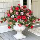 Artificial Flowers for Outdoor UV Resistant Fake Petunias for Outside, 10"D x 8"W x 1"H