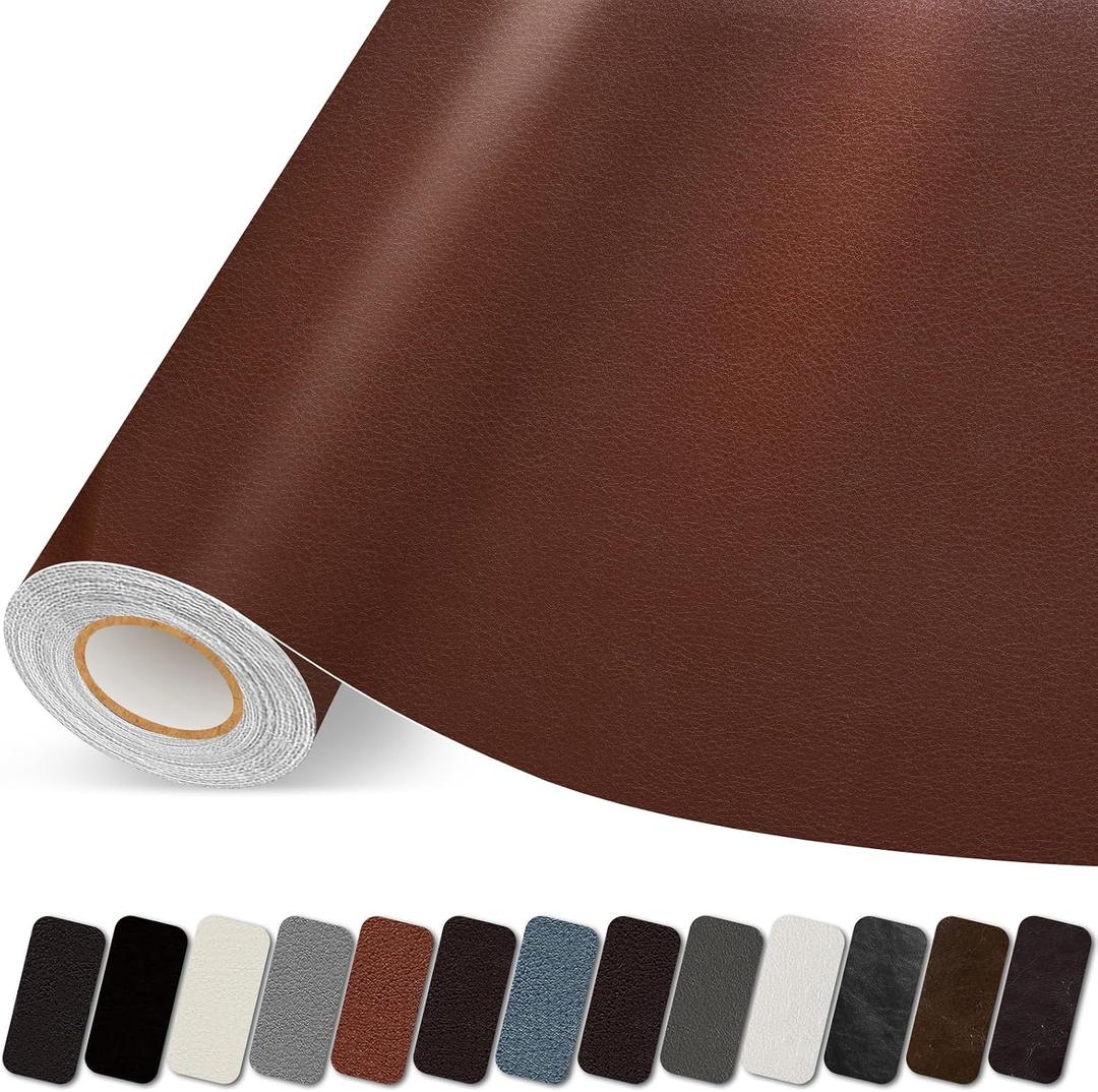 Leather Repair Patch, 35X79 Inch Self Adhesive Leather Repair Tape, Large Vinyl Patch Kit for Couches, Sofa, Furniture, Car Seats, Office Chairs, Cabinets, HandbagsBrown, 35X79 Inch