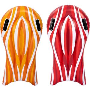 SLOOSH 2 Pack Inflatable Body Boards for Water Slides, Surfing Board Pool Floats, Swimming Pool Floating Boards Learn to Swim, Summer Water Fun Toy for Kids and Toddlers (Red and Orange)