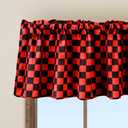 WOSIBO 2 Pack Checkered Plaid Windows Valances Retro Checkerboard Valance Curtains 16" x 56" Farmhouse Design Window Treatment Rod Pocket Valances for Kitchen/Living Room (Red and Black)