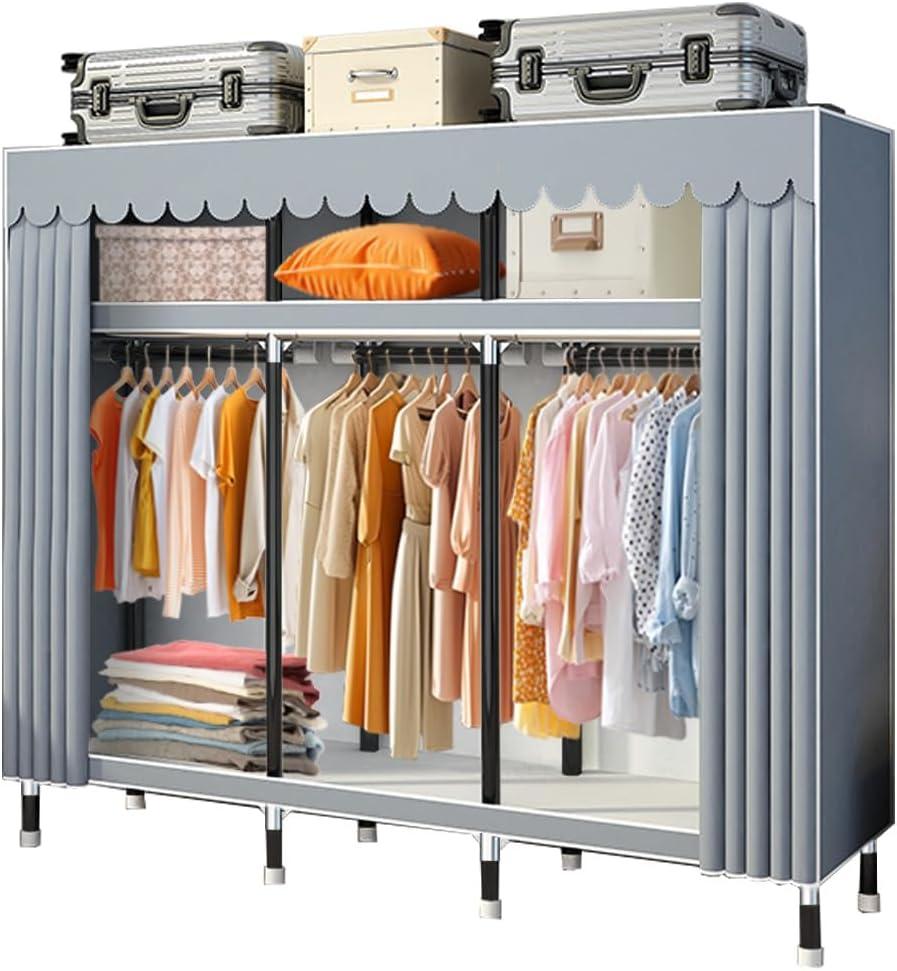 Portable Wardrobe for Hanging Clothes, 67" x 17.7" x 63Covered Portable Wardrobe withWardrobe with Alloy Steel Connectors, Non-Woven Cover, Large Storage Capacity, Suitable for Bedrooms