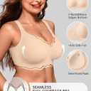 OEAK Women Jelly Bras No Underwire Scalloped Push Up Buttery Soft Tshirt Bra Seamless Full Coverage Convertible Everyday Bra (Beige, L)