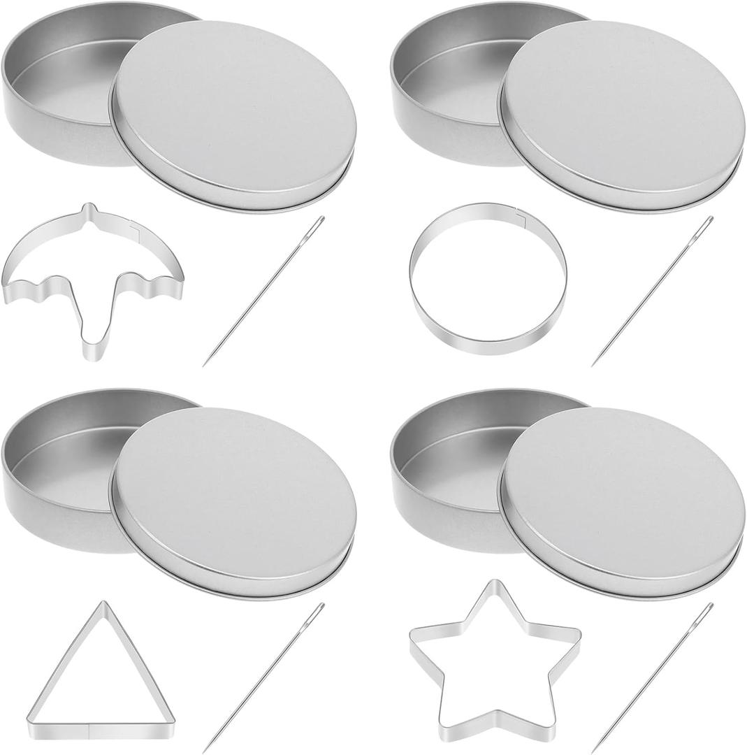 2 x PRETYZOOM Set of 12 Korean Sugar Candy Making Tools, Dal-gona Stainless Steel Cookie Cutters Game Kit Mold with Umbrella, Triangle, Star Round Biscuit Mold for Christmas, Valentine's Party Kits