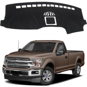 KUST Black Dash Cover for Ford F-150 F150 2015-2020 (Without HUD)(Not fits for 2018 F150 Dashboard Without Speaker in Center Bin) Dashboard Cover Non-Slip Interior Accessories for F-150 F150 No Glare