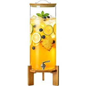 Beverage Dispenser,3.5 Gallon Glass Drink Dispenser with Stand,Stainless Steels Drink Dispenser Spigot,Drink Dispensers for Parties,Beverage Dispenser with Stand for Bars,Restaurants