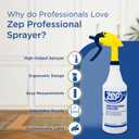 Zep Professional Sprayer Bottle 32 ounces - Up to 30 Foot Spray, Adjustable Nozzle