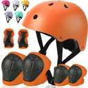 Toddler Kids Bike Helmet Set - Adjustable Cycling Helmet with Knee, Elbow Pads & Wrist Guards Sport Protective Gear Little Kid (Small: 20.1"-21.2"/51-54cm, Orange-1)