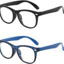 FANNYGO 2 Pack kids Blue Light Blocking Glasses For Girls And Boys Computer Blue Light Blocking Glasses For Age 3-11 (Black + Dark blue)