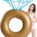 Jasonwell Inflatable Diamond Ring Pool Float - Engagement Ring Bachelorette Party Float Stagette Decorations Swimming Tube Floaty Outdoor Water Lounge Floats for Adults (Gold)